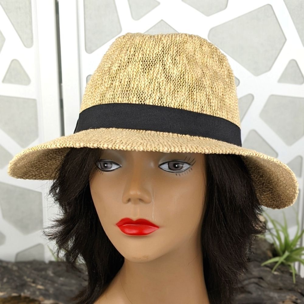 Panama Hat with Faux Suede Band and Adjustable Sweatband